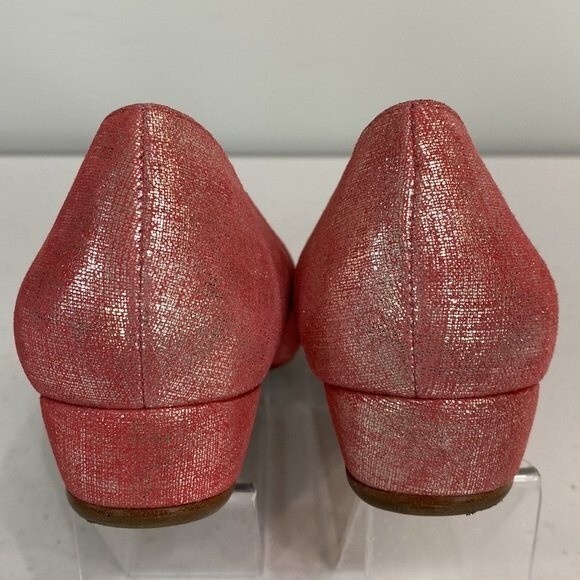 Donald J Pliner Pink Sonnet Demi-Wedge Flats Jeweled Peep Toe Shimmer Barbiecore - Picture 10 of 16